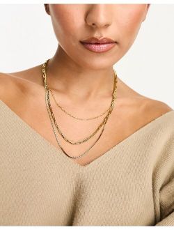 Lost Souls stainless steel multi row chain necklace in gold