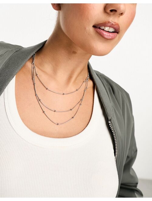 Lost Souls stainless steel multi row dainty chain necklace in silver