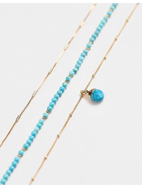 Orelia gold plated turquoise multirow necklace