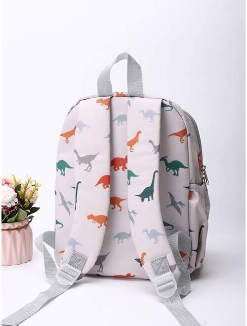 Shein Kids Cartoon Dinosaur Pattern Classic Backpack Cute Adjustable Strap Book-Bag