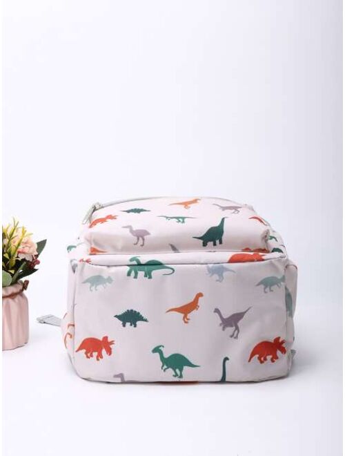 Shein Kids Cartoon Dinosaur Pattern Classic Backpack Cute Adjustable Strap Book-Bag