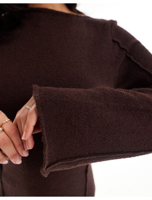 NA-KD fine knit maxi dress in brown