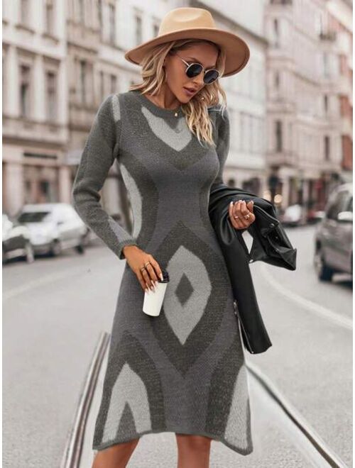 SHEIN Frenchy Graphic Pattern Sweater Dress