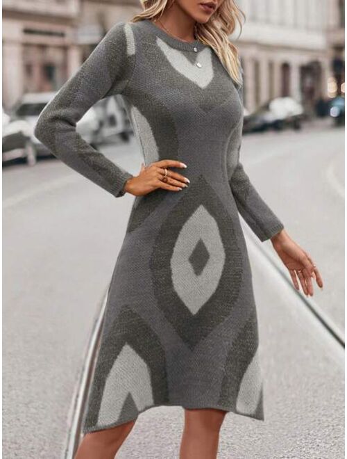 SHEIN Frenchy Graphic Pattern Sweater Dress
