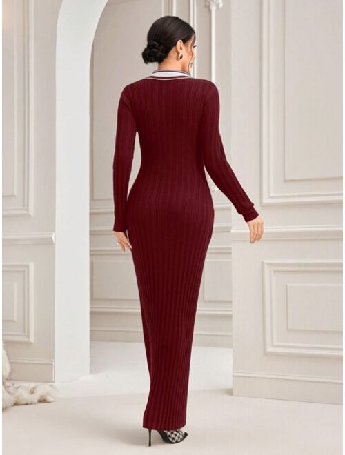 SHEIN Modely Women S Color Block Edge Turtleneck Sweater Dress