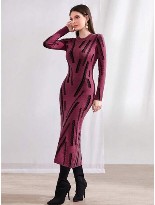 SHEIN Modely Graphic Pattern Sweater Dress