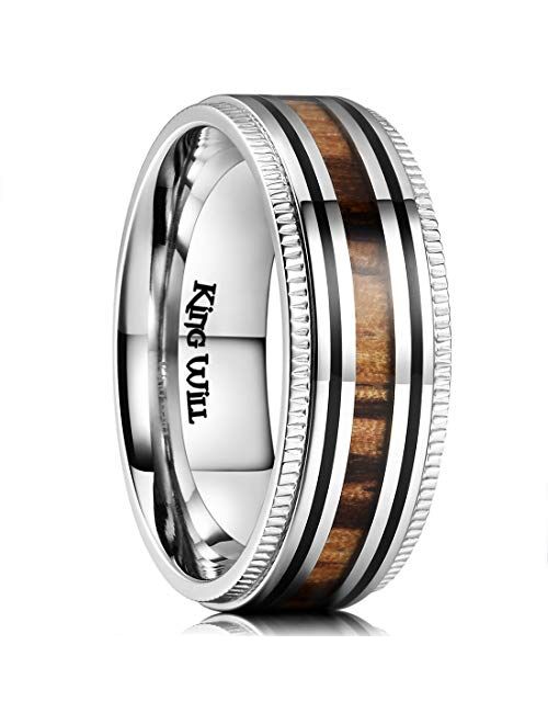 King Will 6mm/8mm Titanium Stainless Steel Ring for Men Wedding Band for Men Women Engagement Ring Comfort Fit