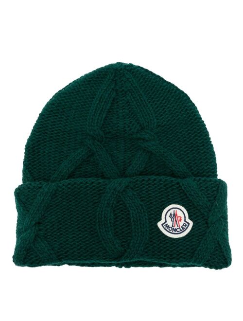 Moncler logo-patch wool beanie