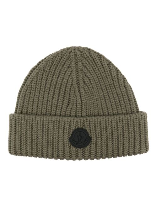 Moncler logo-patch knit wool beanie