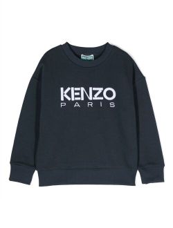 Kids embroidered-logo cotton sweatshirt