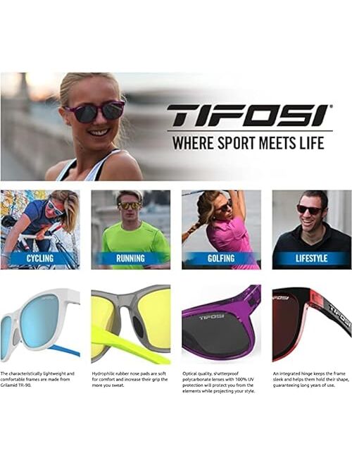 Tifosi Swank Sport Sunglasses - Ideal For Cycling, Golf, Hiking, Pickleball, Running, Tennis and Great Lifestyle Look