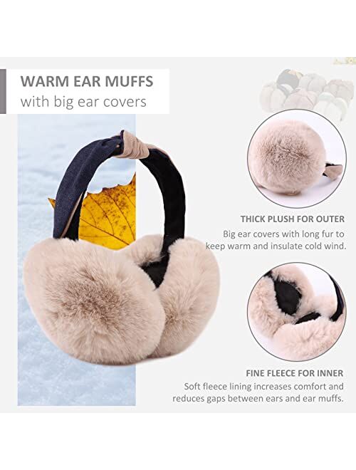 Peecabe Winter Women Earmuffs Faux Fur Girls Ear muffs Warm Unisex Kids Ear Covers Foldable Outdoor Boy Ear Warmers for Women