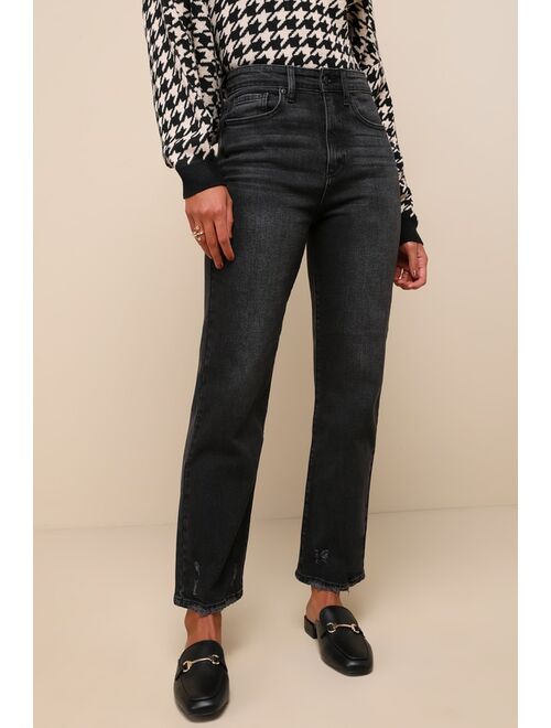 JBD Coveted Coolness Washed Black High Rise Straight Leg Jeans