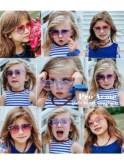 Pro Acme Heart Sunglasses Kids for Toddler Girls Age 3-10 Shaped Bee Cute Fashion Sunnies