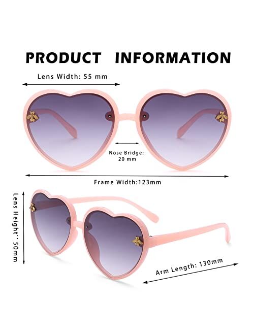 Pro Acme Heart Sunglasses Kids for Toddler Girls Age 3-10 Shaped Bee Cute Fashion Sunnies