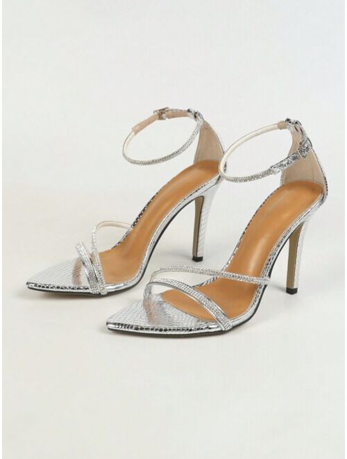 Women S Fashionable High End Outdoor Back Strap Sandals With Sparkly Rhinestone Deco And Pointed Toe