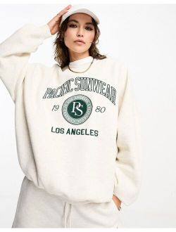 Pacsun collegiate slogan sweater in heather oatmeal - part of a set