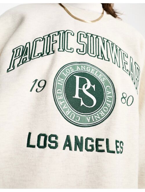 Pacsun collegiate slogan sweater in heather oatmeal - part of a set