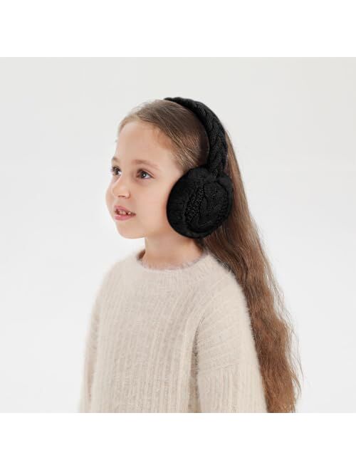 BUTITNOW Winter Knit EarMuffs for Kids Warm Furry Girls Ear Muffs Plush Toddler Ear Warmers Outdoor Ear Covers