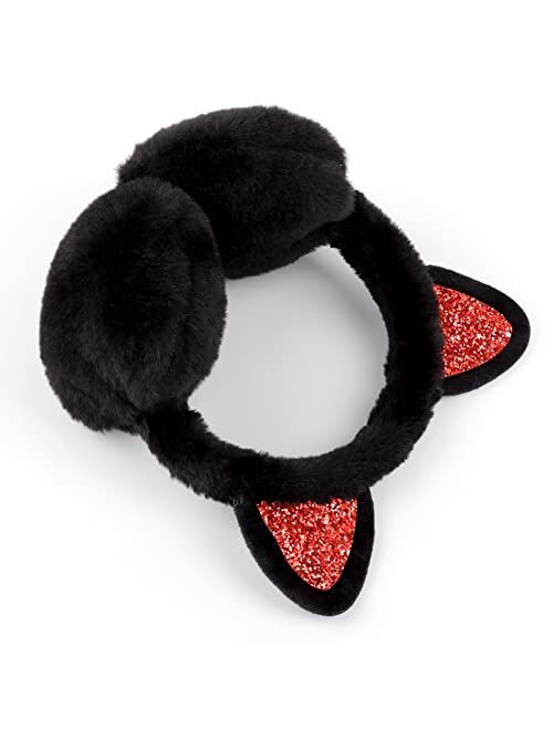 HADM Women Girls Cat Earmuffs, Winter Warm Glitter Earmuffs for Girls Cute Catear Ear Covers for Outdoor Earmuffs