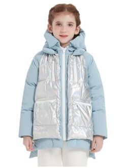 Boys and Girls' Hooded Down Jacket Shiny Down Coat Water-resistant Puffer Jacket Warm Winter Outerwear for Kids