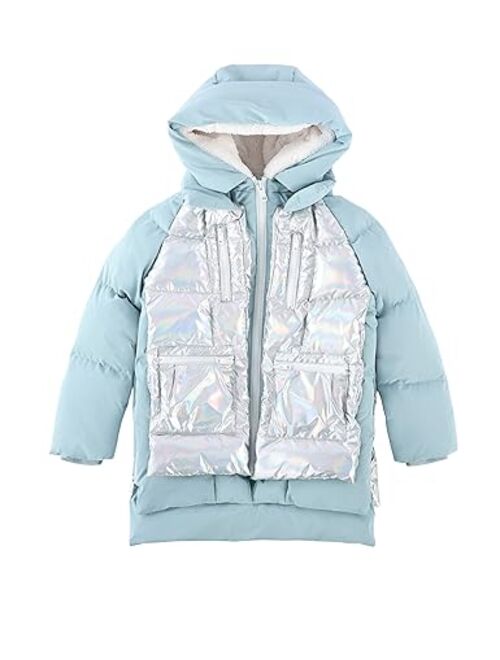 Orolay Boys and Girls' Hooded Down Jacket Shiny Down Coat Water-resistant Puffer Jacket Warm Winter Outerwear for Kids