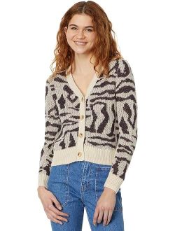 V-Neck Cardigan in Abstract Animal