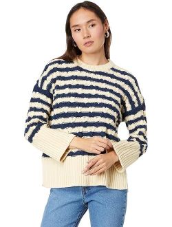 Cable-Knit Oversized Sweater in Stripe