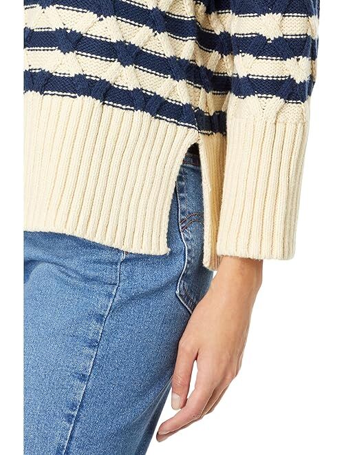 Madewell Cable-Knit Oversized Sweater in Stripe