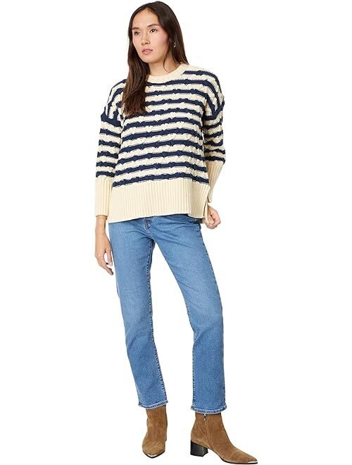 Madewell Cable-Knit Oversized Sweater in Stripe