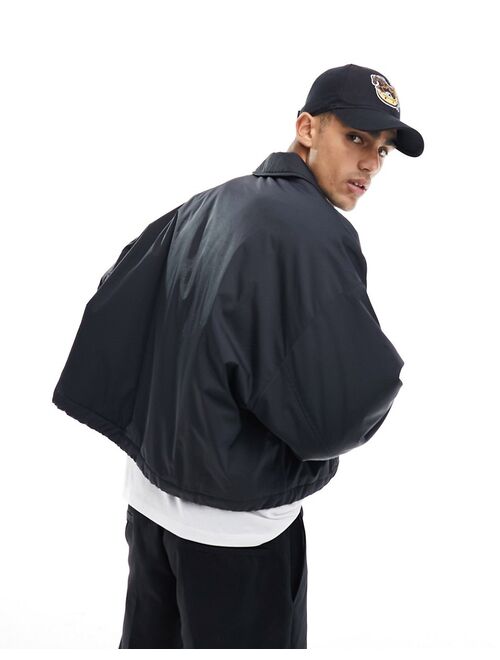 ASOS DESIGN extreme oversized cropped coach jacket in black
