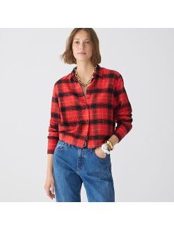 Cropped garcon shirt in plaid flannel