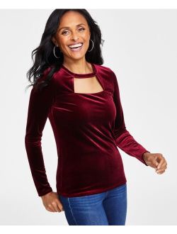Women's Velvet Cut-Out Top, Created for Macy's