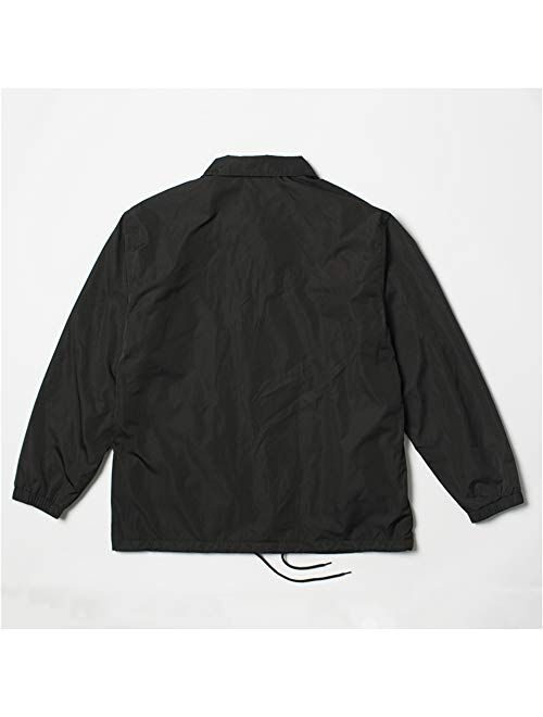 Norman Dragon Men's Coach Jacket Streetwear Hip hop Black Vintage Waterproof Nylon Windbreaker