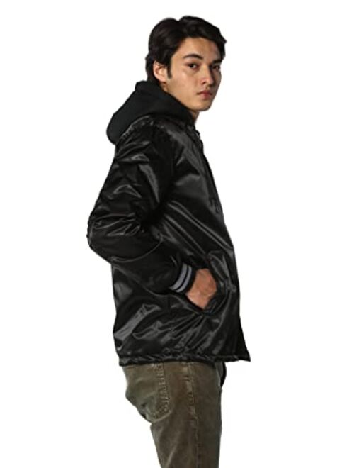 Members Only Men's Coach Jacket with Detachable Hood