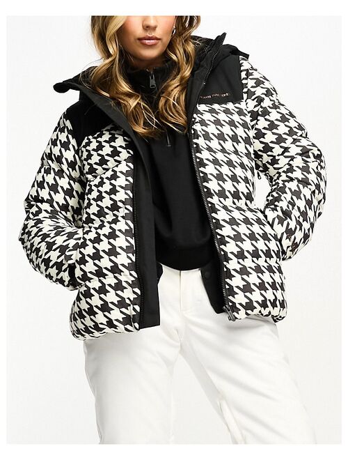 Protest Prtbreey ski jacket in black and white houndstooth