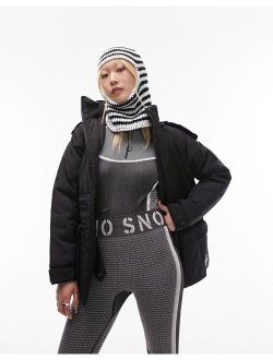 Petite Sno ski parka coat with fur hood in black