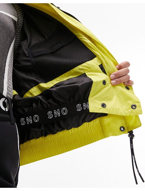 Topshop Sno ski hooded puffer jacket in chartreuse