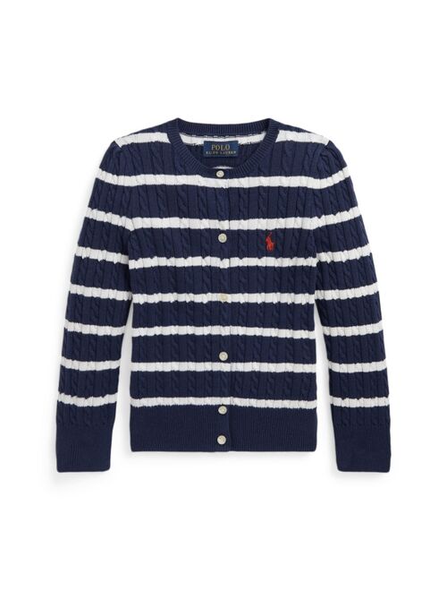 POLO RALPH LAUREN Toddler and Little Girls Striped Mini-Cable Cotton Cardigan Sweater