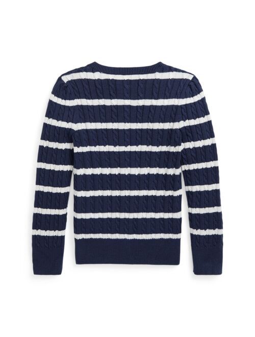 POLO RALPH LAUREN Toddler and Little Girls Striped Mini-Cable Cotton Cardigan Sweater