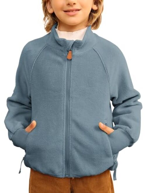 Meikulo Boys Full Zip Fleece Jacket Kids Long Sleeve Stand Collar Outerwear Coat with Pockets