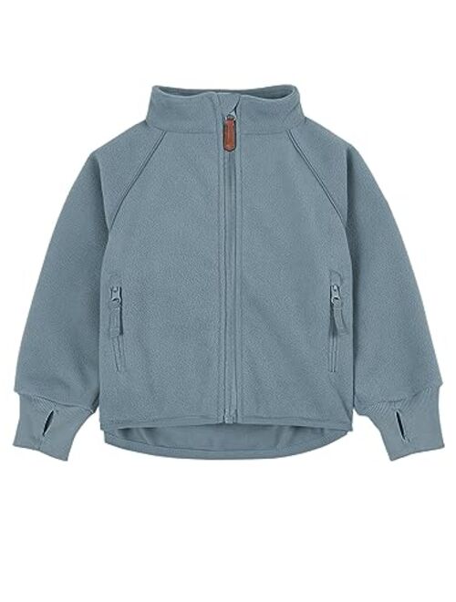 Meikulo Boys Full Zip Fleece Jacket Kids Long Sleeve Stand Collar Outerwear Coat with Pockets