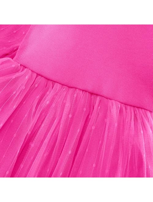BFUSTYLE Baby Girls Tulle Dress Toddler Kids Long Sleeve Knit Dresses 1-5 Years