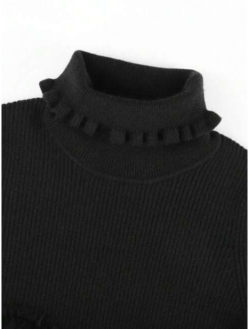 Annil Brand View Products > Annil Children's Dress Long sleeved Sweater Mesh Autumn and Winter Middle School Children's Fashion Sweet and Fashionable Princess Dress