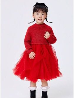 Balabala Brand View Products > Balabala Young Girl Autumn and Winter Mesh Princess Dress