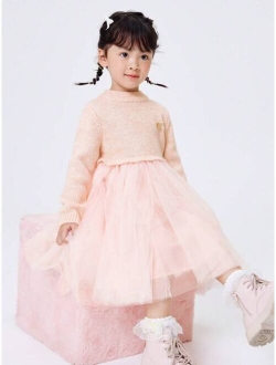 Balabala Brand View Products > Balabala Young Girl Autumn and Winter Mesh Princess Dress