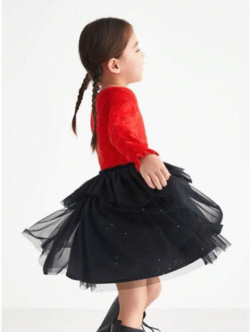 Annil Brand View Products > Annil Girls' Winter Fashion Mesh Warm Princess Dress Red