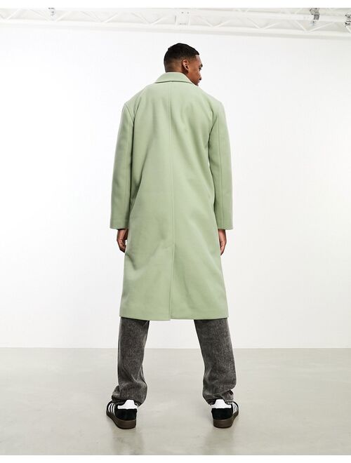 ASOS DESIGN relaxed wool look overcoat in sage green