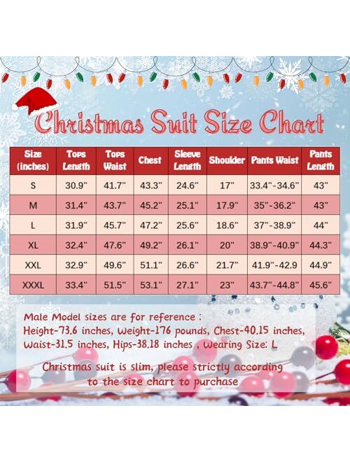 Gardentime Christmas Suits for Men Party Ugly Funny Costume Adult Novelty Mens Xmas Jacket Outfit Cosplay with Pants Tie