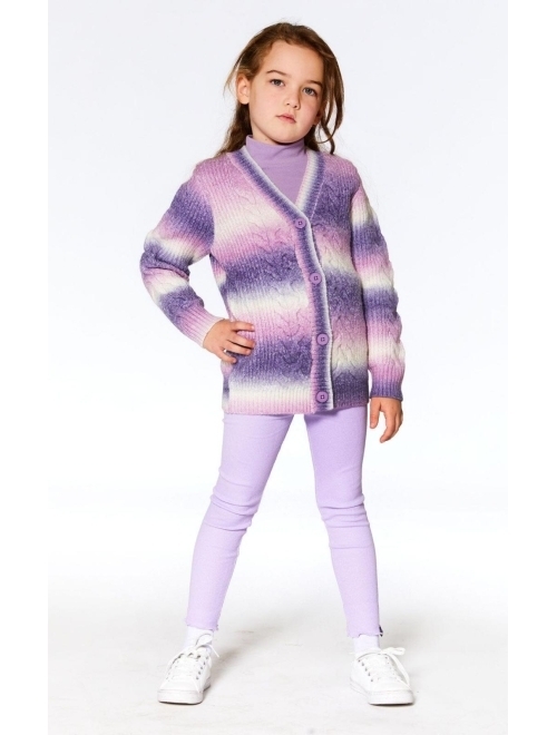 DEUX PAR DEUX Girl Lavender Gradient Knitted Cable Long Cardigan - Toddler|Child